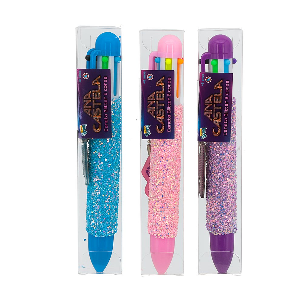 Caneta Gel 6 Cores Glitter Ana Castela