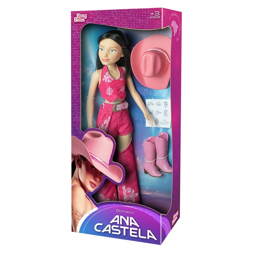 Caixa da Boneca Ana Castela com chapéu e botas