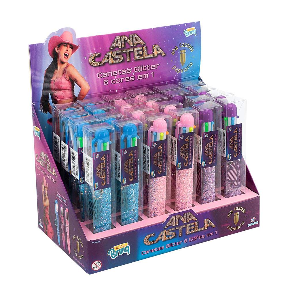 Caneta Gel 6 Cores Glitter Ana Castela