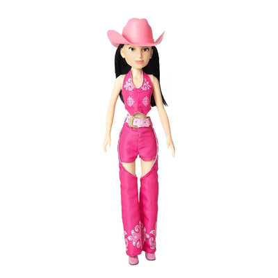 Boneca Ana Castela com roupa rosa e chapéu